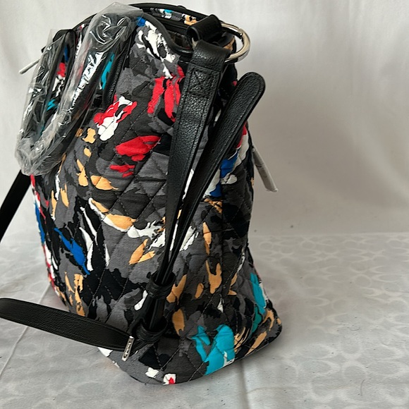 Vera Bradley NWT Black Splash Floral Satchel Bag Purse 🌺🌺 - Picture 5 of 8